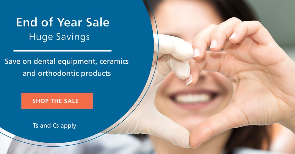 End of year sale. Huge savings on dental equipment, ceramics and orthodontic tools and products.